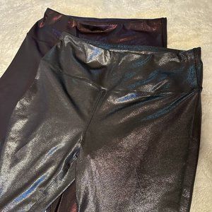 2 Pairs Kyodan glitter sparkle leggings, silver and pink/magenta, NWOT L